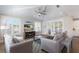 Inviting living room featuring a ceiling fan, beach-themed decor, and comfortable seating for a relaxing ambiance at 222 Willow Ave, Anna Maria, FL 34216