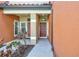Welcoming front entrance featuring covered porch and dual doors at 288 Crew Ct, Sarasota, FL 34243