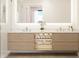 Contemporary bathroom featuring a double sink vanity with towel storage and a spacious glass-enclosed shower at 4950 Remington Dr # 114, Sarasota, FL 34234