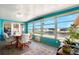 Relaxing sun room with panoramic windows offering scenic waterfront views at 649 Fairmount Dr, North Port, FL 34287