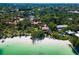 Beautiful aerial view of beachfront properties and surrounding neighborhood with lush landscaping and waterways at 7 Sandy Cove Rd # 9B, Sarasota, FL 34242