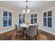 Bright dining nook featuring shuttered windows, a round table, and seating for four in a well-lit space at 8871 Fishermens Bay Dr, Sarasota, FL 34231