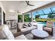 Comfortable patio with outdoor kitchen that opens to pool area with views of the beautiful green lawns at 15037 Montello Way, Lakewood Ranch, FL 34211