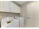 Laundry room features washer and dryer with overhead cabinets at 4031 Cottage Hill Ave, Parrish, FL 34219