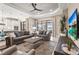 Open living room and kitchen concept with modern decor and backyard access at 5388 Bartolomeo St, Sarasota, FL 34238
