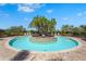 Unique community pool with a circular island of palm trees at 5388 Bartolomeo St, Sarasota, FL 34238
