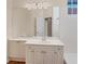 Bathroom with a large mirror, vanity, shower and tile floor at 6620 Saint James Xing, University Park, FL 34201