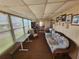 A cozy sunroom with wicker furniture, a table, and lots of natural light at 808 53Rd E Ave # 229, Bradenton, FL 34203