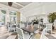 Spacious clubhouse interior featuring dining tables, modern decor, and an open view to the kitchen at 10816 O Meara Way, Englewood, FL 34223