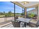 This screened patio offers serene water views, perfect for relaxing and enjoying the outdoors in comfort at 10816 O Meara Way, Englewood, FL 34223