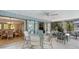 Inviting outdoor patio with dining and seating areas, connected to the interior through sliding glass doors at 301 Angelico Dr, Nokomis, FL 34275