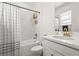 Clean bathroom featuring a tub and shower, plus a single vanity at 8612 Evening Dr, Sarasota, FL 34241