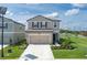 Charming two-story home featuring a well-manicured lawn and a convenient two-car garage at 10464 Ladybug Cv, Parrish, FL 34219