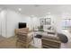 Bright living room with modern furnishings, wood floors, and stylish decor for comfortable living at 1052 Concord W Dr, Dunedin, FL 34698