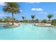 Community pool features tropical landscaping, in pool volleyball, and views of the surrounding area at 11959 Tapestry Ln, Venice, FL 34293