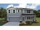 Charming two-story home showcasing a symmetrical design with a 2 car garage, shuttered windows, and manicured landscaping at 1746 Cobb Trl, Parrish, FL 34219