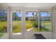 Enclosed patio with sliding doors, offering serene views of the well-manicured lawn at 2008 Canal Dr # M3, Bradenton, FL 34207