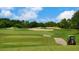 Scenic view of the community's meticulously maintained golf course, featuring lush greenery and sand traps at 4861 Waterbridge Down, Sarasota, FL 34235