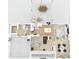 Layout of the first floor with kitchen, living room, dining area, bedrooms and outdoor patio at 5403 Red Rooster Rd, Parrish, FL 34219