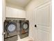Convenient laundry room with modern washer and dryer, and storage at 16109 6Th E Ave, Bradenton, FL 34212