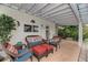 Cozy covered patio with comfortable wicker furniture and decorative touches, perfect for relaxing outdoors at 1731 Redwood St, Sarasota, FL 34231
