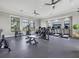 State-of-the-art gym with treadmills, weights, and natural light at 17885 Cherished Loop, Bradenton, FL 34211
