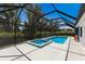 Enclosed screened pool with a spa and lush landscaping creating a private and relaxing backyard retreat at 2560 Sunnyside St, Sarasota, FL 34239