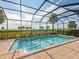 Inviting screened pool area featuring clear blue water, brick-paved patio, and lush landscaping for ultimate relaxation at 5402 Tidewater Preserve Blvd, Bradenton, FL 34208