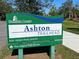 Ashton Trailhead sign for the Legacy Trail with the address 4301 Ashton Road, Sarasota at 5736 Ashton Lake Dr, Sarasota, FL 34231