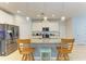 Close up on a stylish kitchen island with granite countertops and pendant lighting at 6125 35Th E Ct, Bradenton, FL 34203