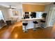 Adjacent dining area with seating for four and a modern ceiling fan at 105 S Obrien St # 213, Tampa, FL 33609