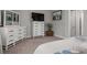 Well-organized bedroom features two dressers, a mounted TV, and plush carpeting at 11713 Goldenrod Ave, Bradenton, FL 34212