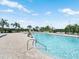 Beautiful pool area with clear blue water, palm trees, and comfortable lounge seating at 11713 Goldenrod Ave, Bradenton, FL 34212