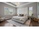Serene main bedroom with a padded headboard, shuttered windows, and a stylish rug at 13319 Deep Blue Pl, Bradenton, FL 34211