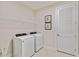 Efficient laundry room with modern appliances, shelving, and a clean design at 16148 Preservation Blvd, Punta Gorda, FL 33982