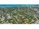 An aerial view of the neighborhood with the home circled, showcasing its location near the bay at 1931 Bahia Vista St, Sarasota, FL 34239
