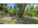 The backyard is surrounded by mature tropical foliage and a chain link fence at 1931 Bahia Vista St, Sarasota, FL 34239