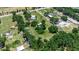 Aerial view of homes with large yards and mature trees in quiet rural setting at 2040 Edmondson Rd, Nokomis, FL 34275