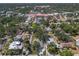 Overhead view of a residential area with tree coverage, buildings, and parking spaces nearby at 3209 2Nd W Ave, Bradenton, FL 34205