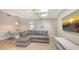 Cozy living room features a comfortable couch, stylish decor, and a seamless transition to the dining area at 3608 Avenida Madera, Bradenton, FL 34210