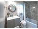 Updated bathroom featuring modern fixtures, vanity, and shower-tub combination at 512 Shamrock Blvd, Venice, FL 34293