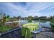 Waterfront dock featuring a cozy picnic table, perfect for enjoying scenic views and outdoor meals at 512 Shamrock Blvd, Venice, FL 34293