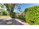 Serene backyard with manicured hedges and a charming brick pathway at 2259 Pueblo Ln # V38, Sarasota, FL 34231