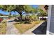 Landscaped front yard features an assortment of tropical plants and lush greenery, offering a welcoming view at 2448 45Th S St, St Petersburg, FL 33711