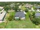 Aerial shot of a home with a screened pool, spacious yard, and lush landscaping at 3806 155Th E Ave, Parrish, FL 34219