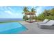 This pool and patio features beach access, a lounge cabana, and chaise lounges at 4123 Bay Shore Rd, Sarasota, FL 34234