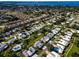 Aerial view of a residential neighborhood with beautiful waterfront scenery in the distance at 6902 11Th W Ave, Bradenton, FL 34209