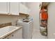 Functional laundry room features modern washing machine, sink with granite top, and storage shelves at 8005 Royal Birkdale Cir, Lakewood Ranch, FL 34202