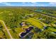 Beautiful country estate aerial view featuring a serene pond with fountain, on lush acreage at 19006 69Th E Ave, Bradenton, FL 34211