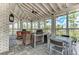 Covered outdoor living space with comfortable seating, a dining area, and scenic views at 2806 Starwood Ct, Lakewood Ranch, FL 34211